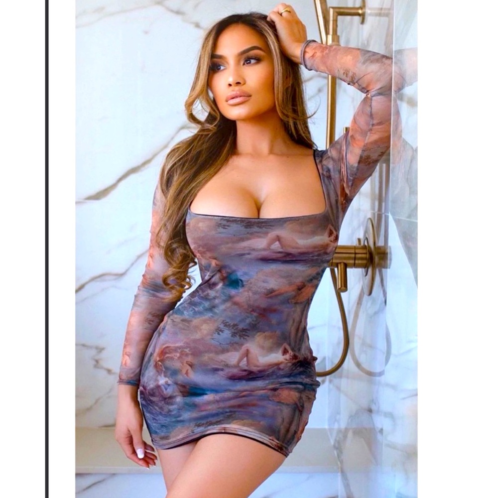 Nude sheer dress